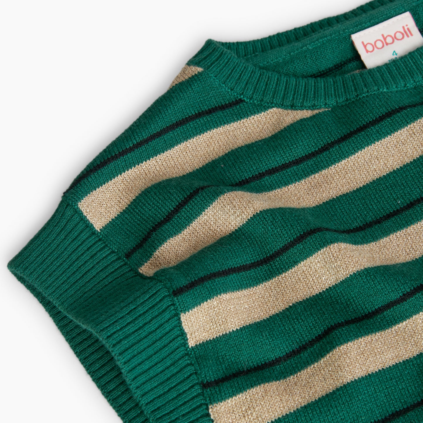 Chaleco tricot verde rayas para niña jr