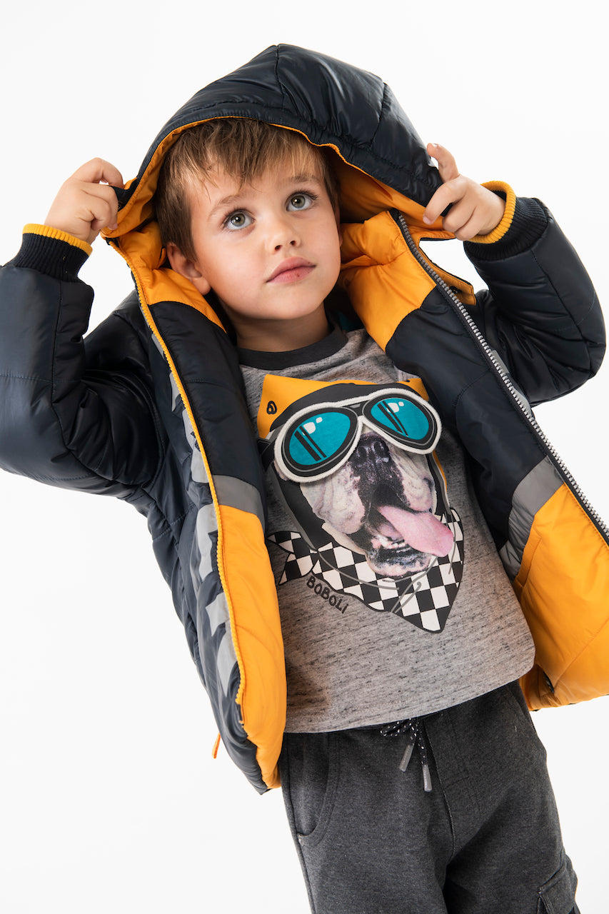 Chamarra reversible estampada Rider para mini niño