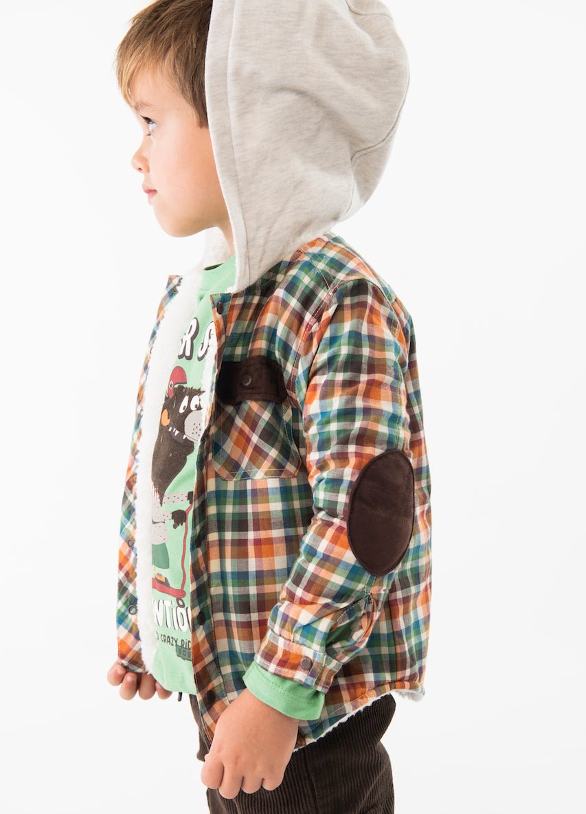 Sobrecamisa polar a cuadros para mini niño