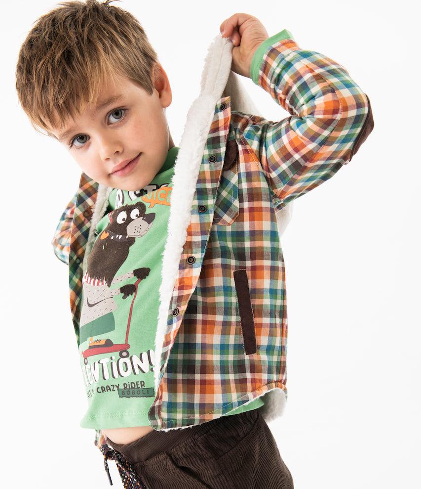 Sobrecamisa polar a cuadros para mini niño