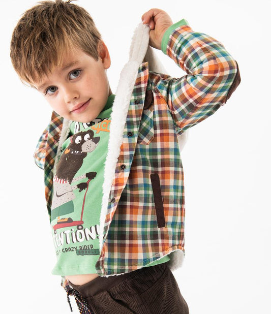 Sobrecamisa polar a cuadros para mini niño