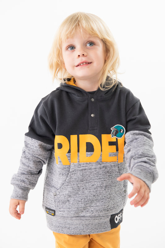 Sudadera gris afelpada RIDER para mini niño