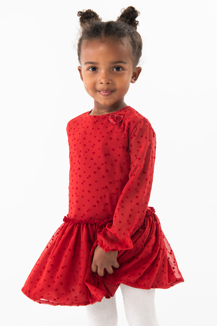 Vestido rojo de gasa para mini niña