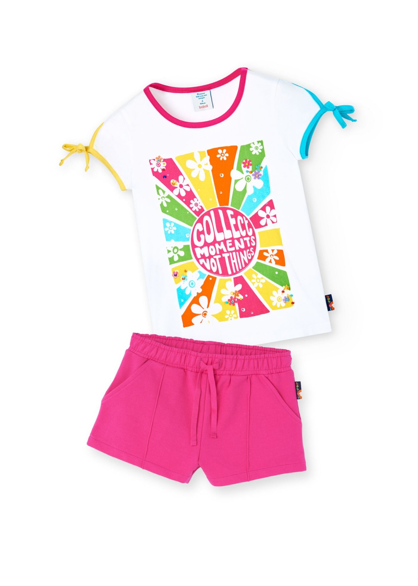 Conjunto blusa estampada con short mini niña y niña jr