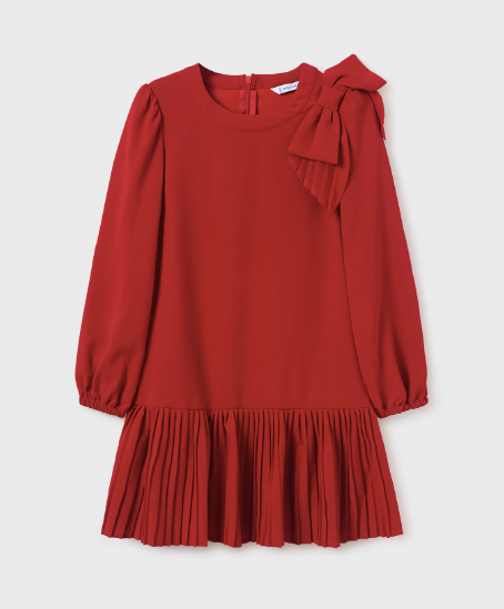 Vestido moño crepe rojo niña jr