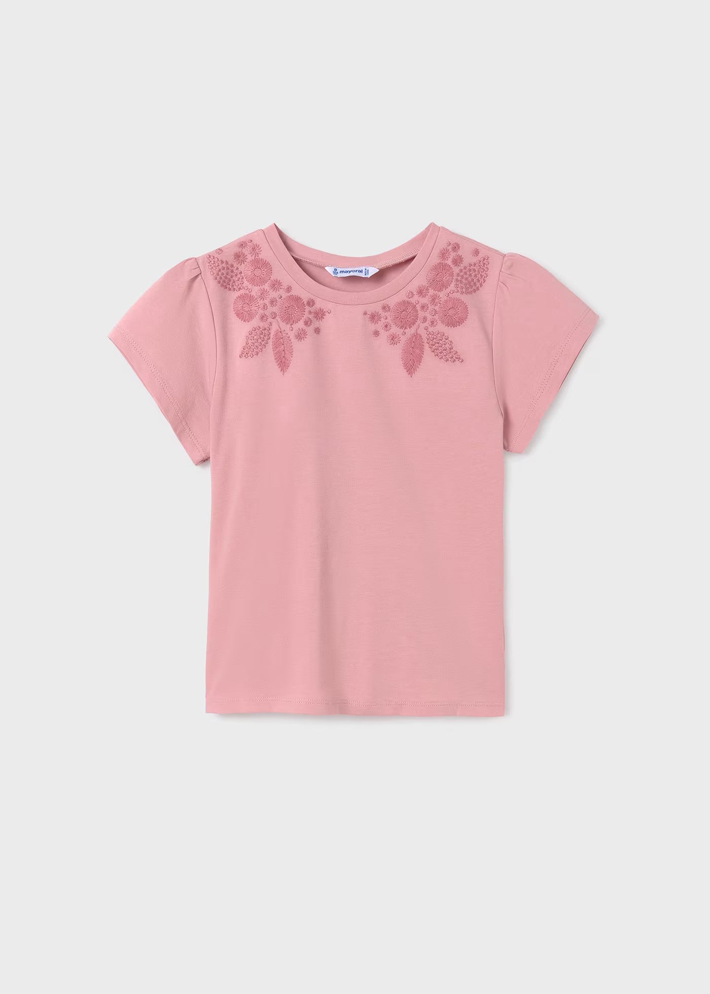 Blusa rosa flores bordadas niña jr