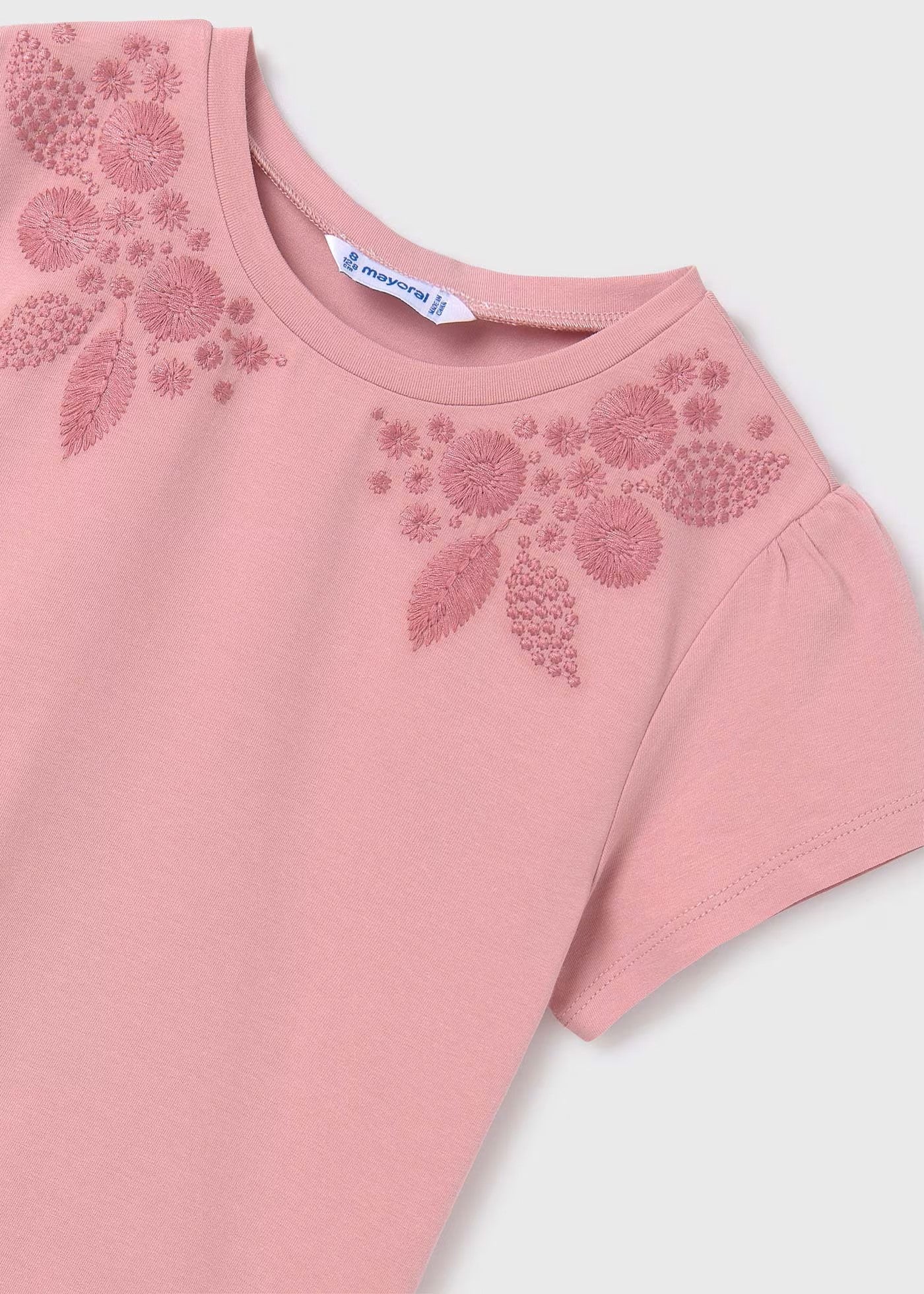 Blusa rosa flores bordadas niña jr