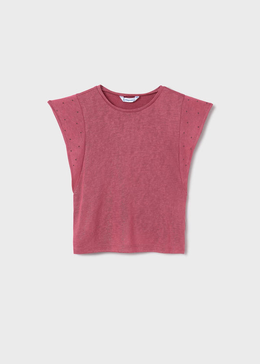 Blusa rosa tirantes con tachuelas niña jr