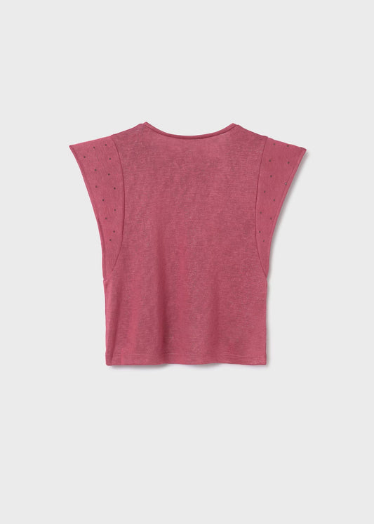 Blusa rosa tirantes con tachuelas niña jr