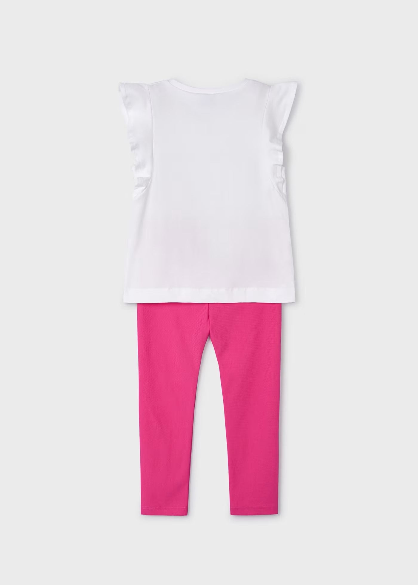 Conjunto fucsia blusa con leggings mini niña