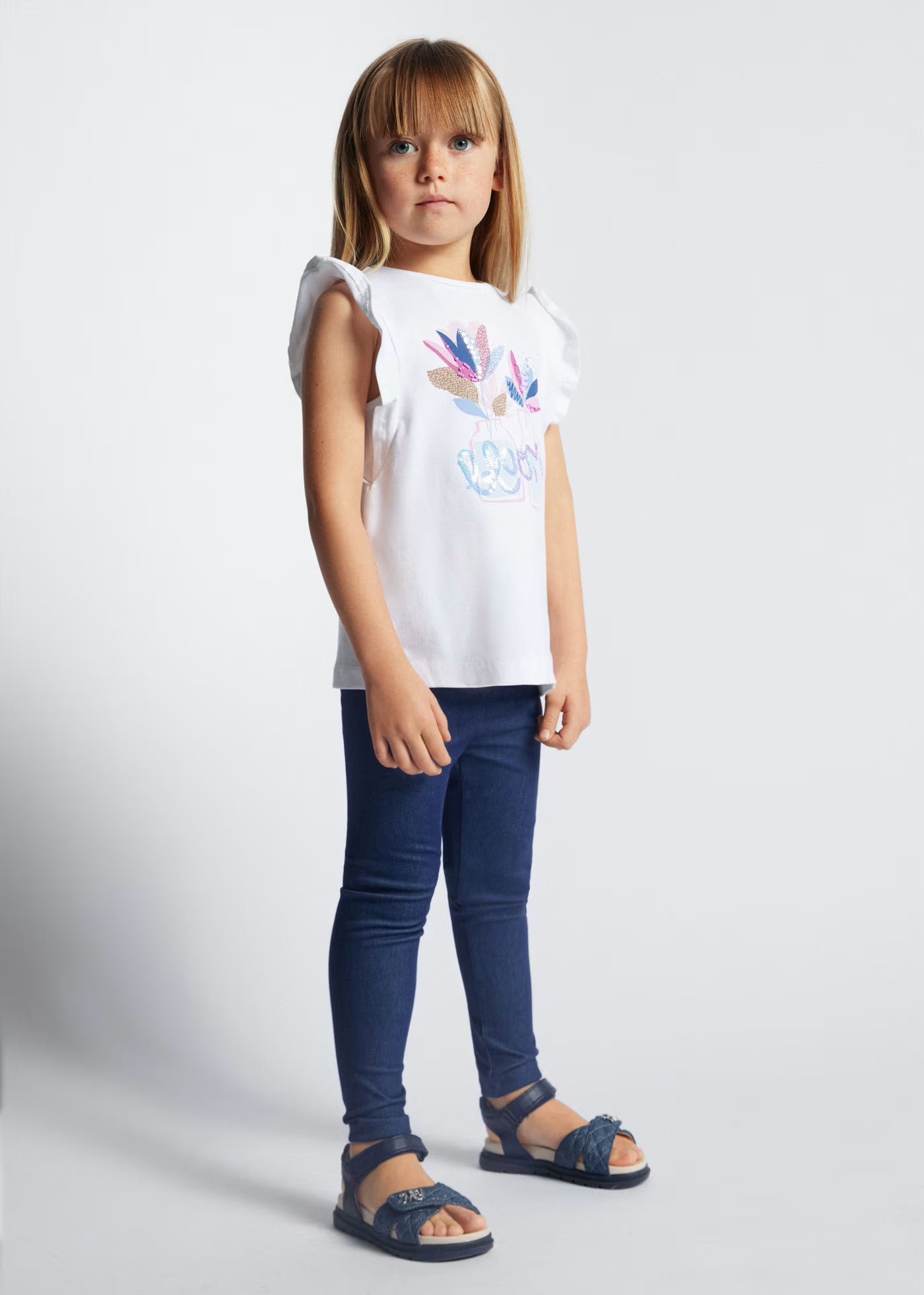 Conjunto marino blusa con leggings mini niña