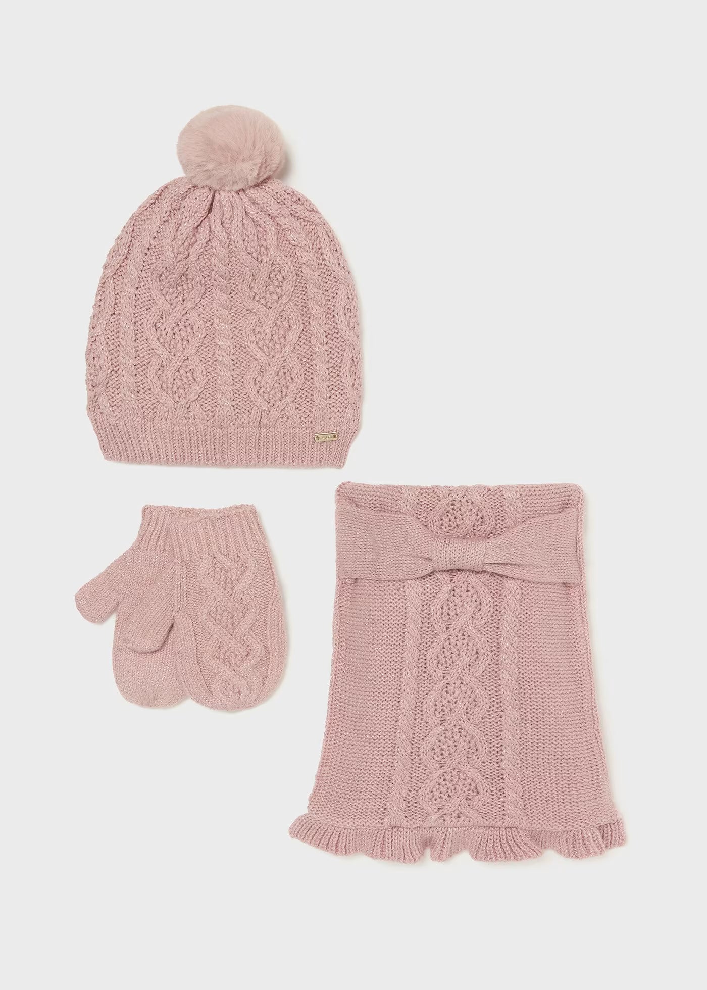 Set de 3 piezas bufanda, gorro y guantes para bebé niña