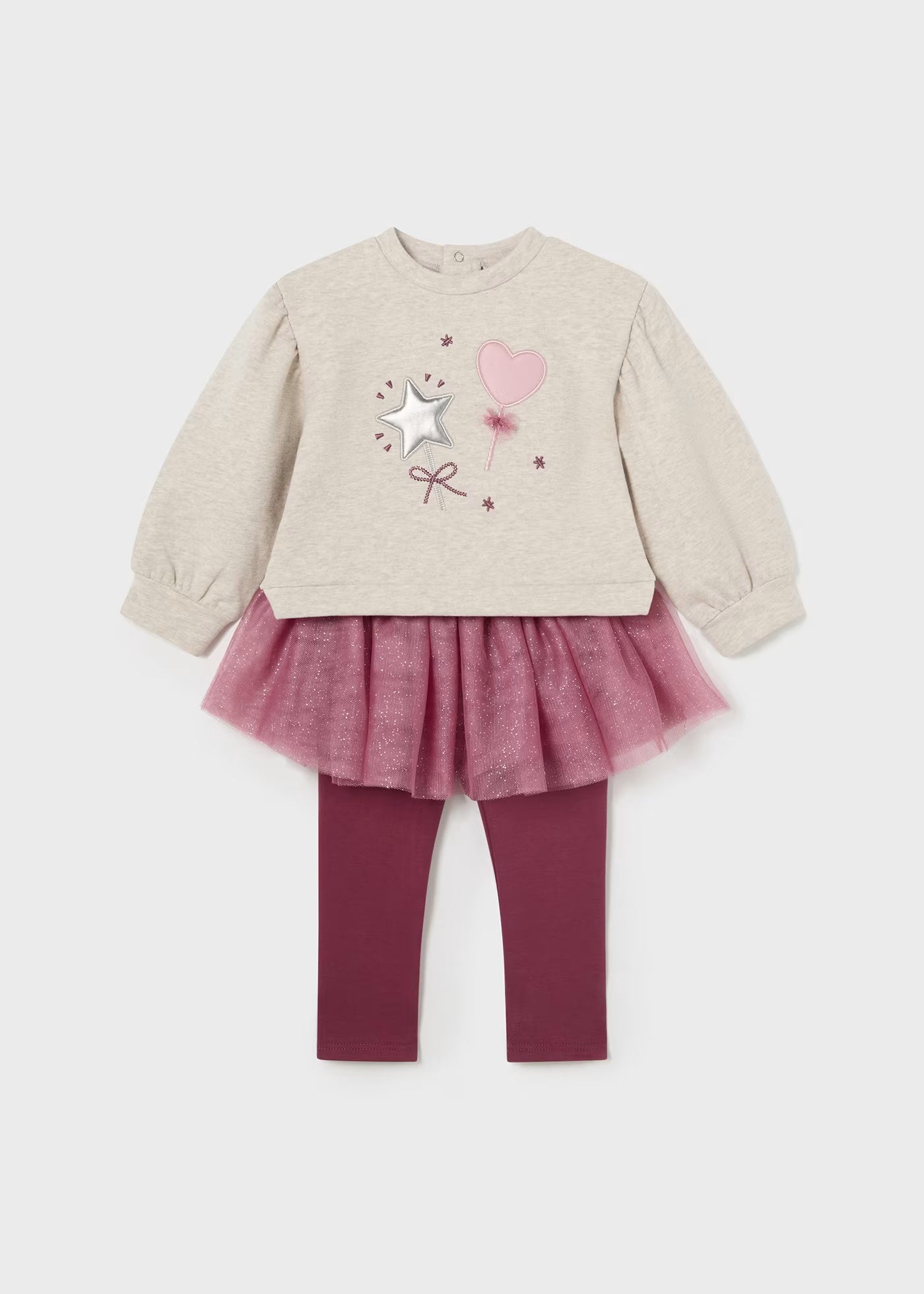 Conjunto sudadera y leggings con tutú para bebé niña