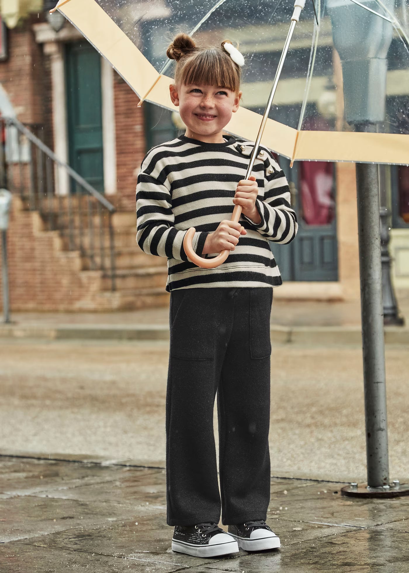 Conjunto sudadera rayas con pantalón para mini niña