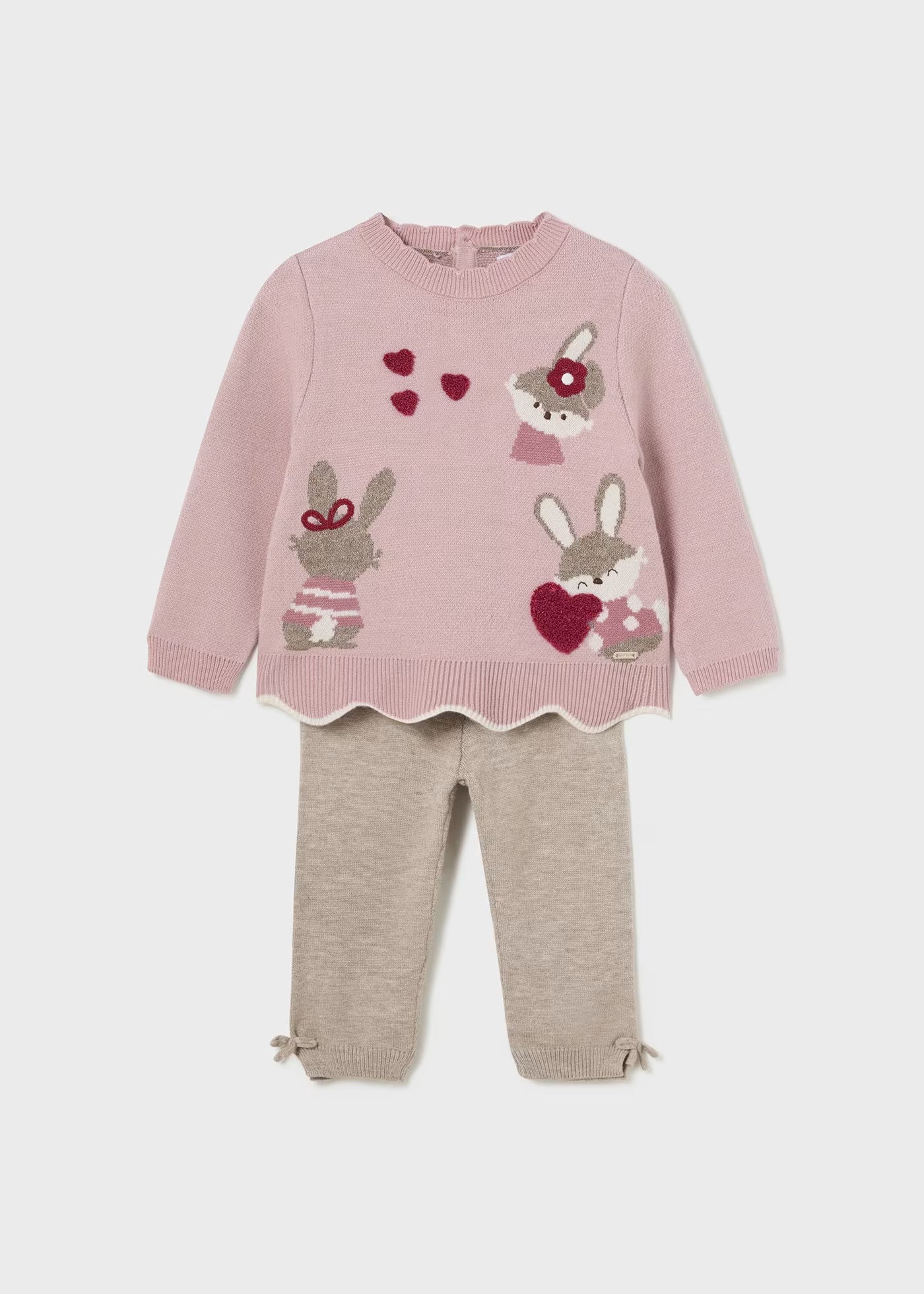 Conjunto suéter y pantalón tricot para bebé niña