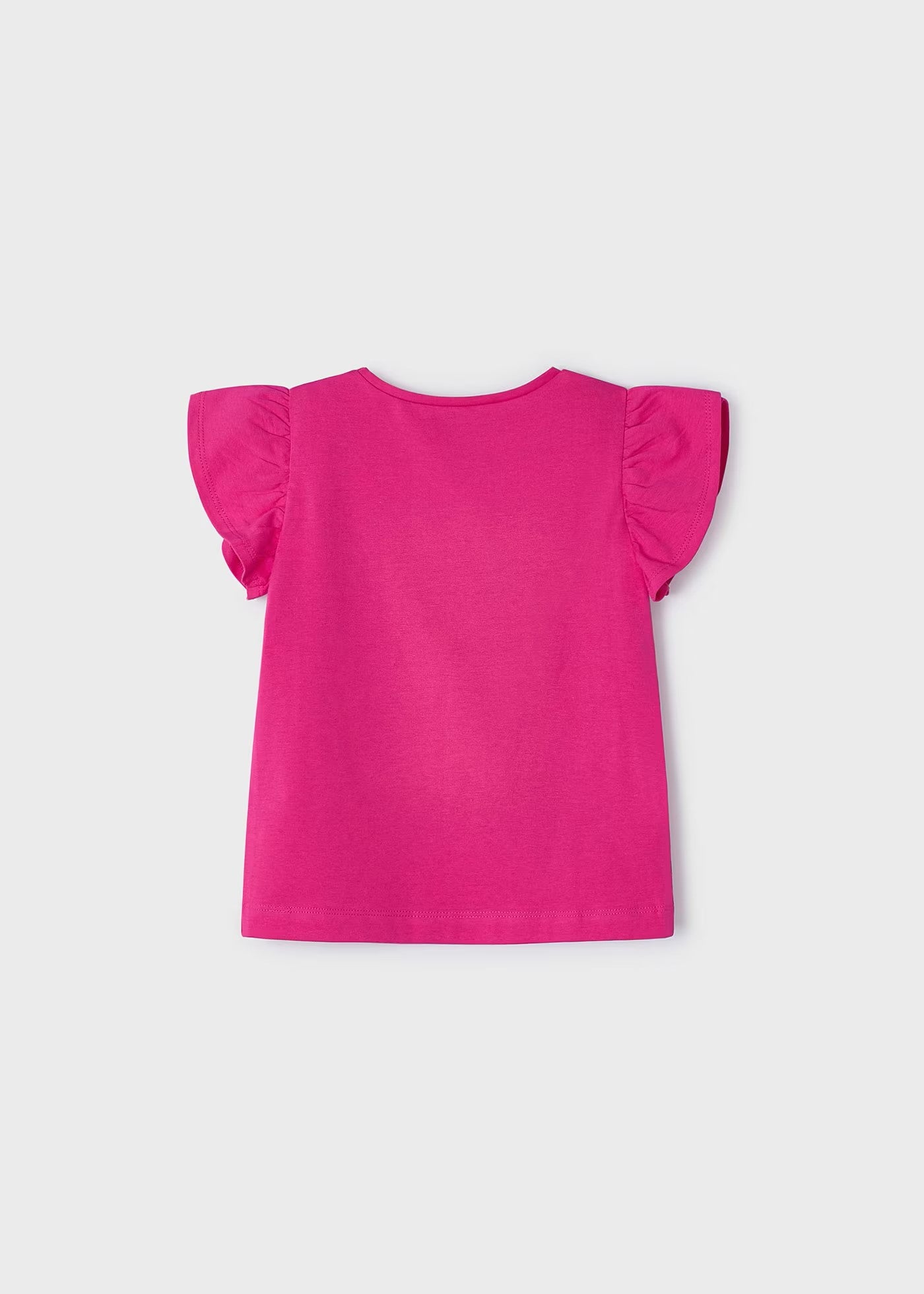 Blusa fucsia estampada con apliques mini niña