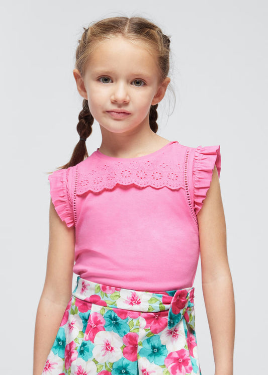 Blusa rosa con perforaciones mini niña