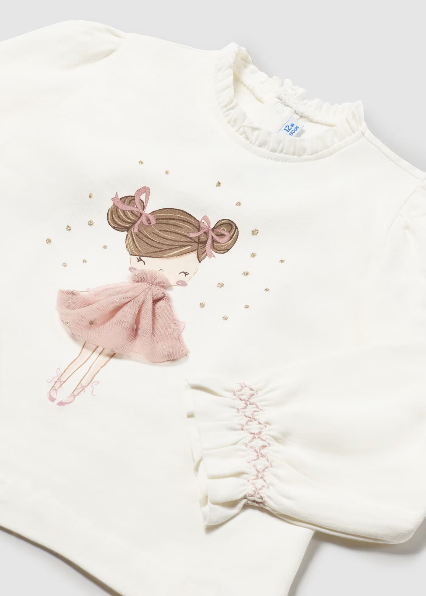 Conjunto blusa con falda rosa de tul para bebé niña