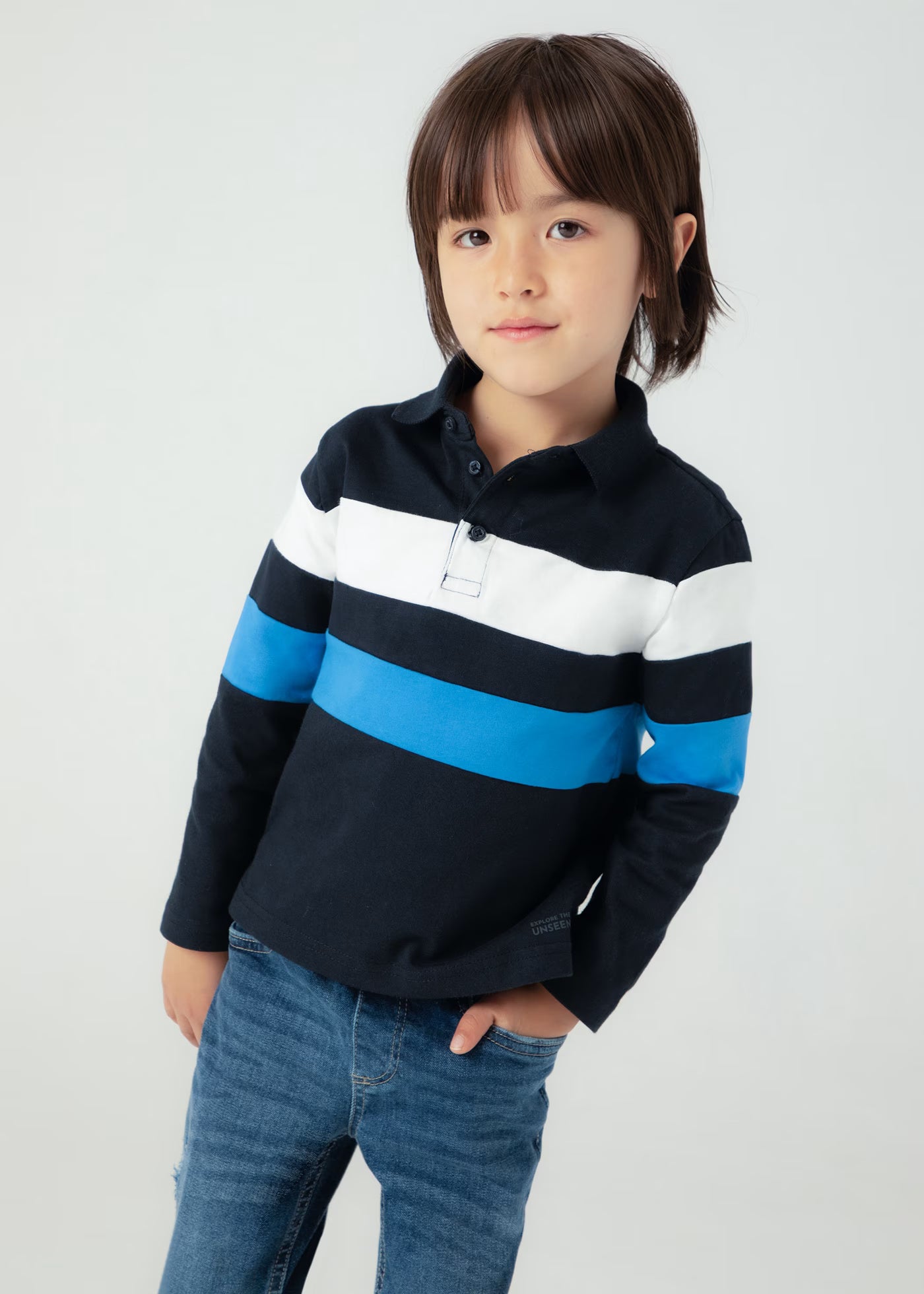 Playera polo manga larga para mini niño