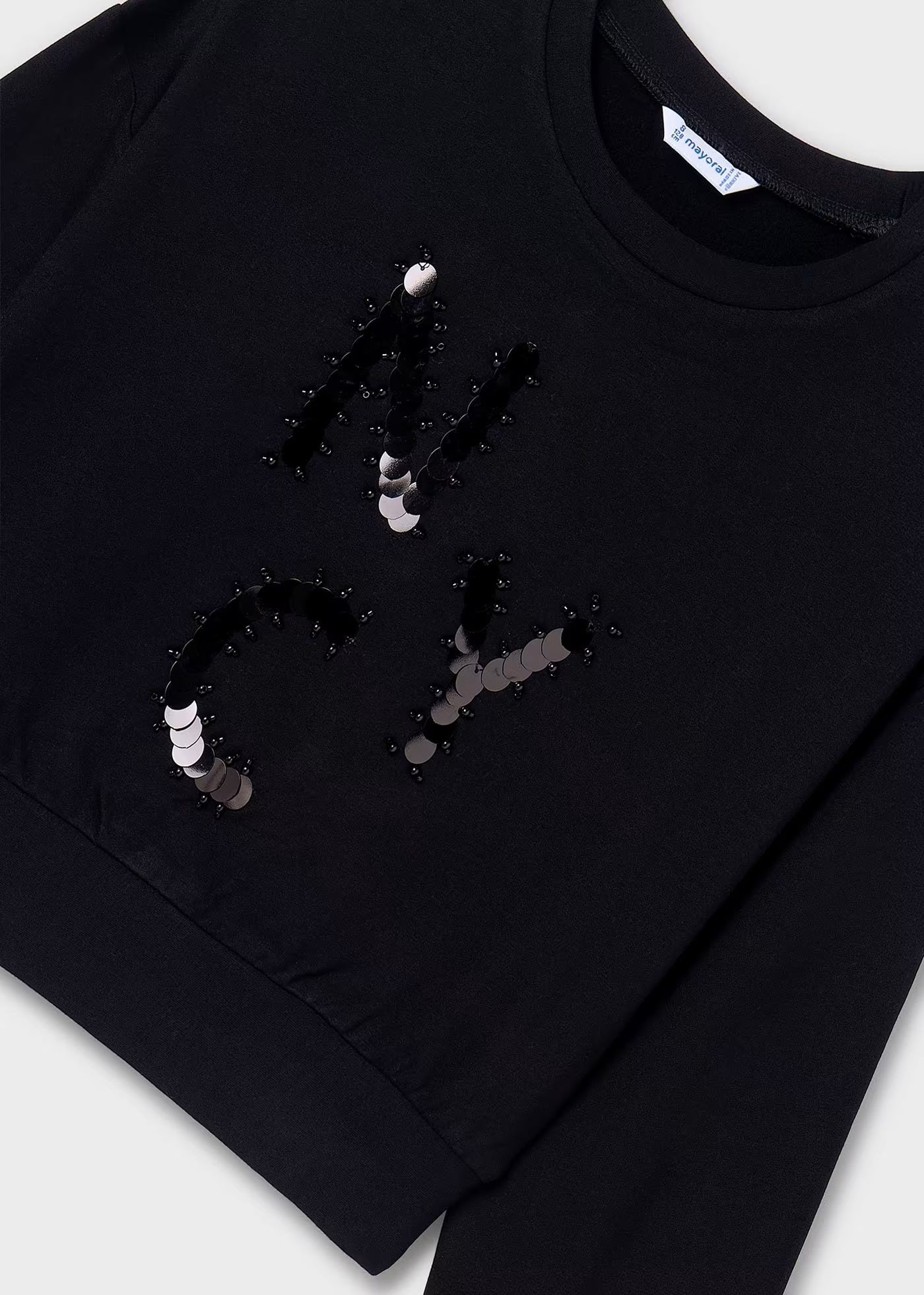 Sudadera apliques letras para niña jr