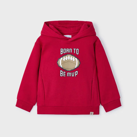 Sudadera roja print engomado para mini niño