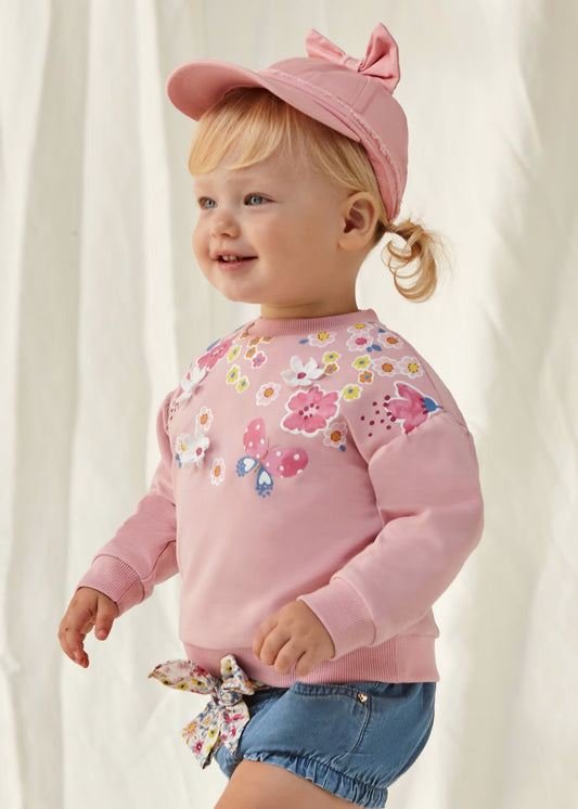 Sudadera rosa flores bebé niña