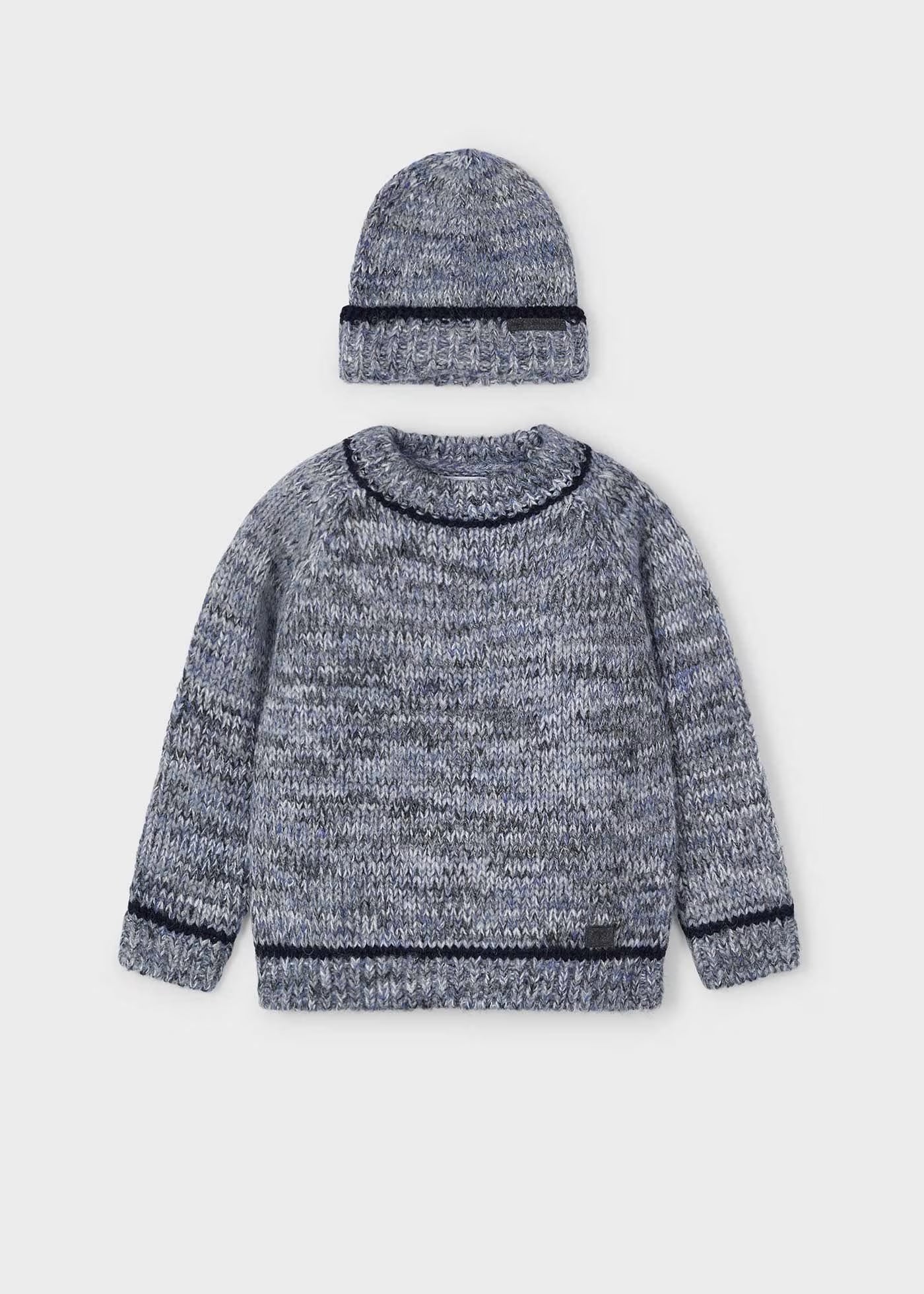 Suéter gris con gorro para mini niño