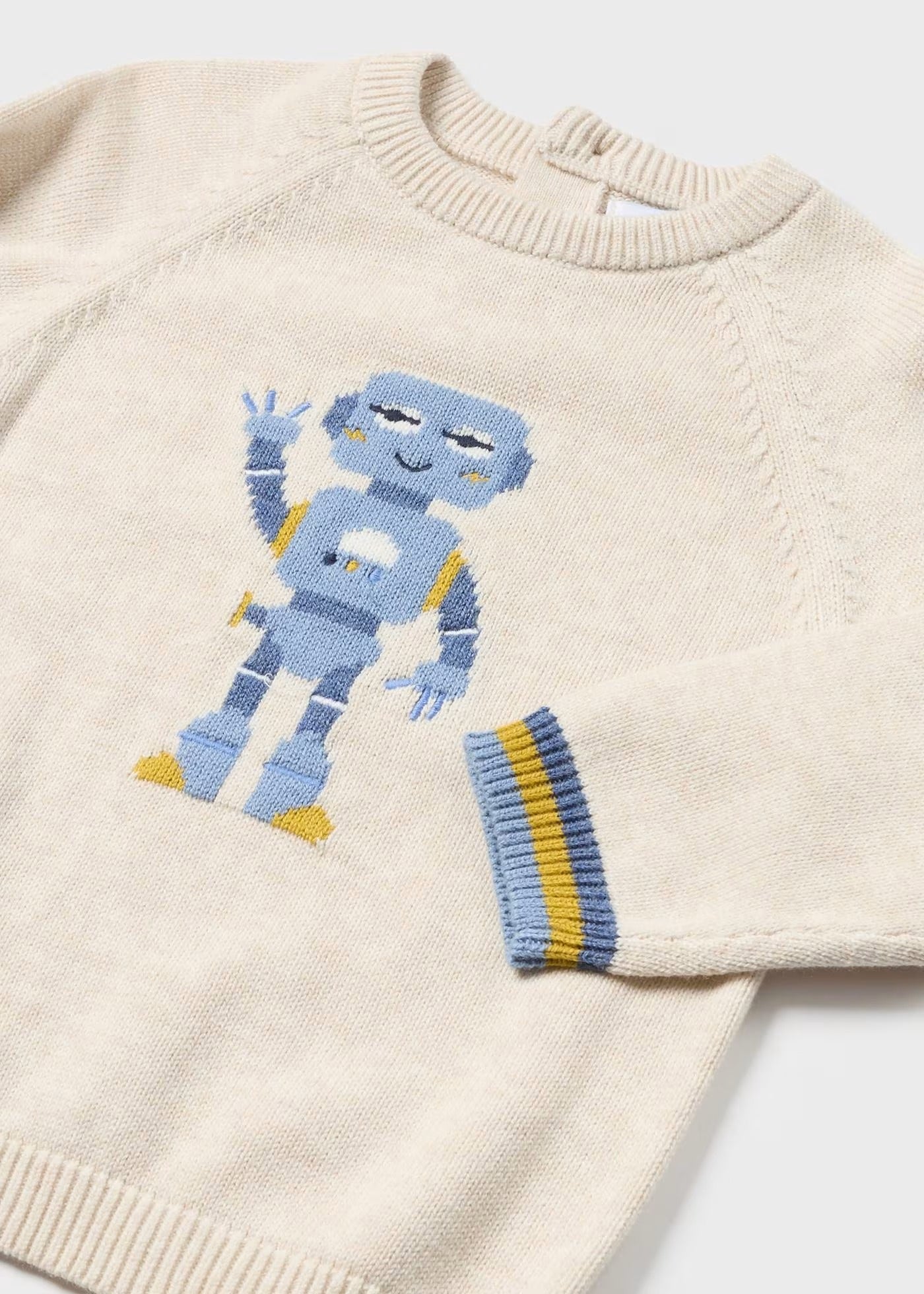 Suéter beige robot para bebé niño