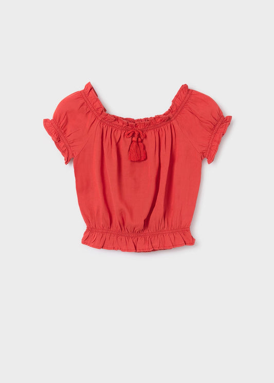 Blusa roja hombros descubiertos niña jr