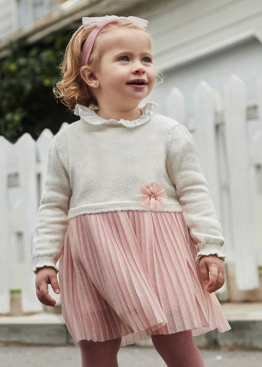 Vestido rosa combinado para bebé niña