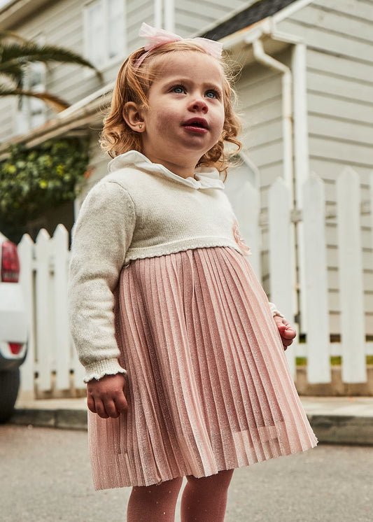 Vestido rosa combinado para bebé niña