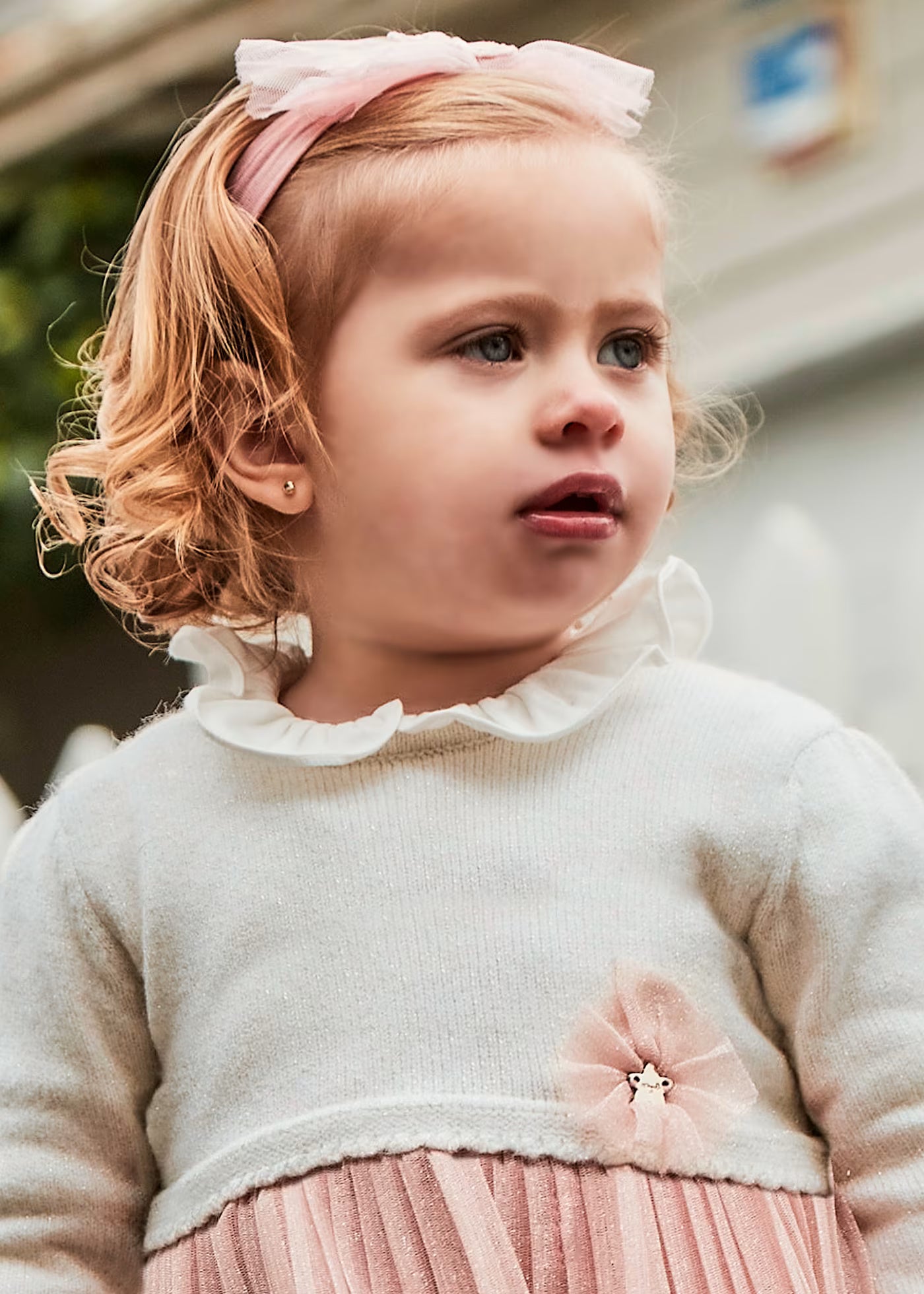 Vestido rosa combinado para bebé niña