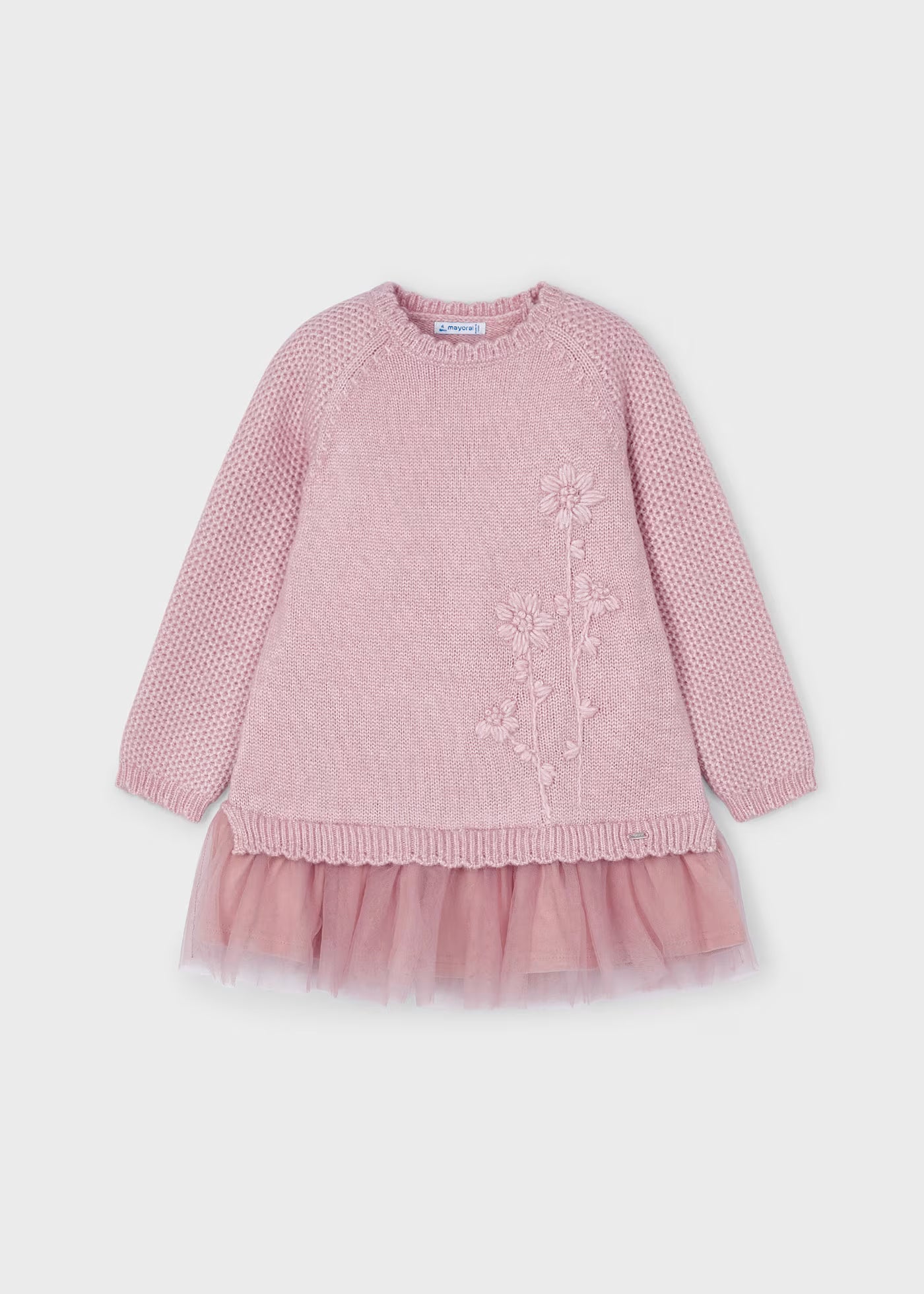 Vestido rosa combinado tul para mini niña