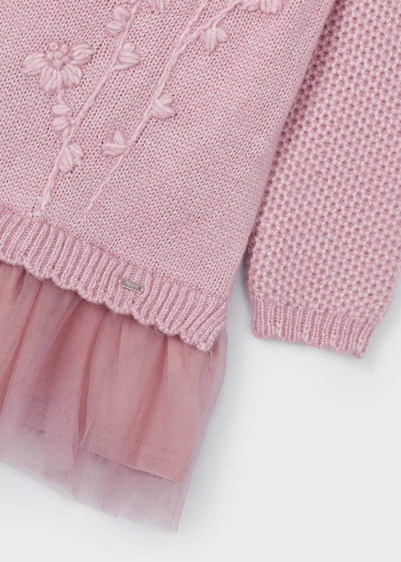 Vestido rosa combinado tul para mini niña