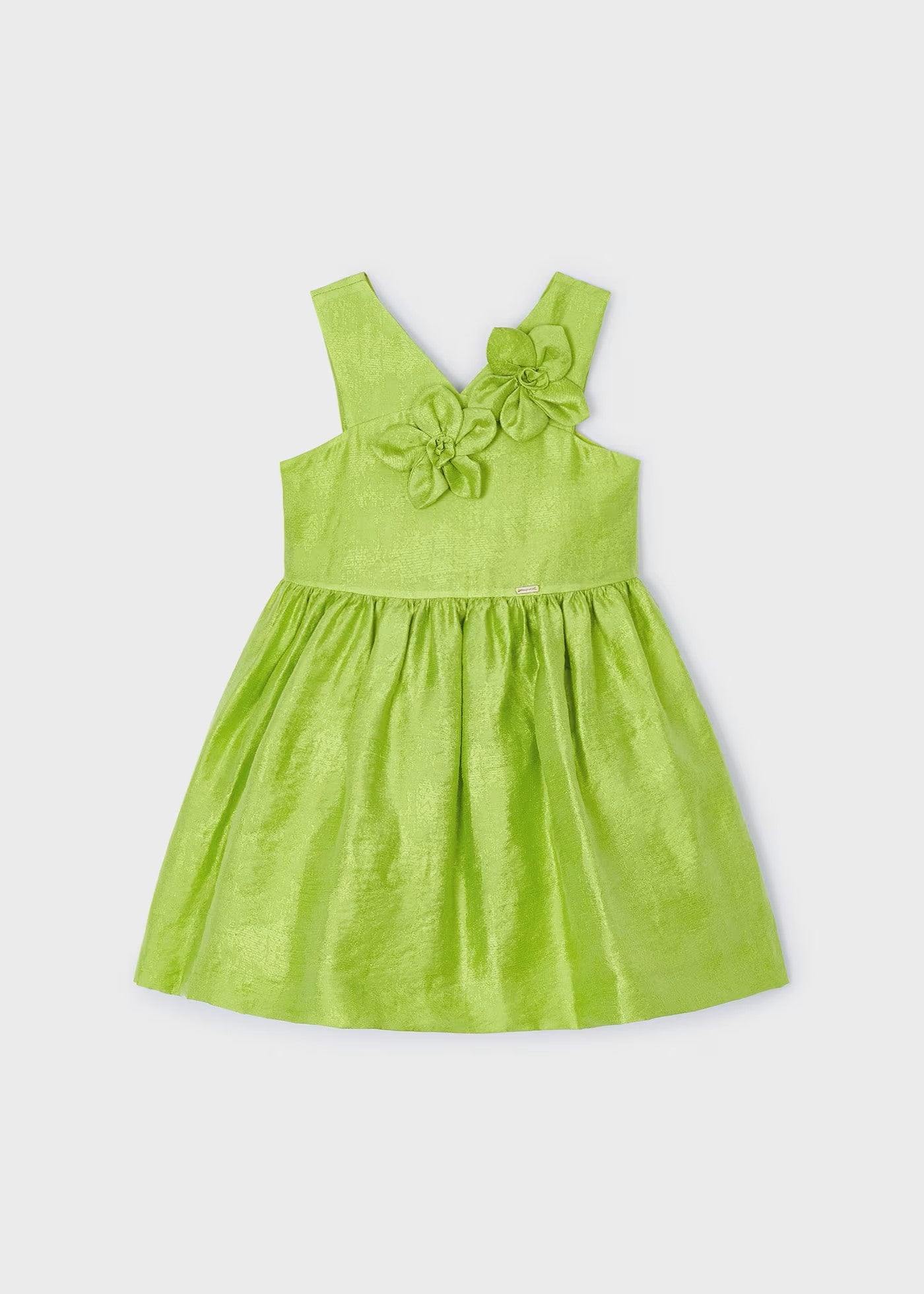 Vestido verde kiwi lino mini niña