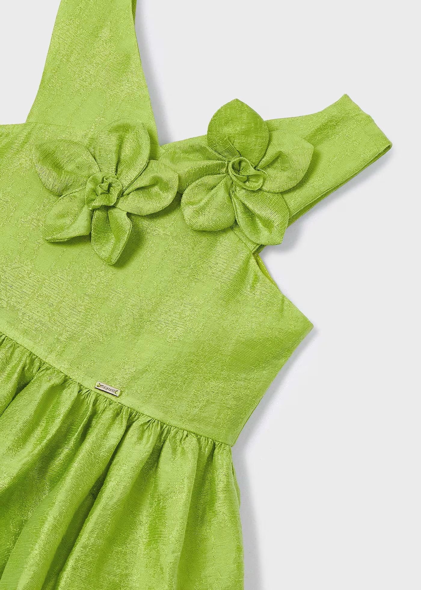 Vestido verde kiwi lino mini niña