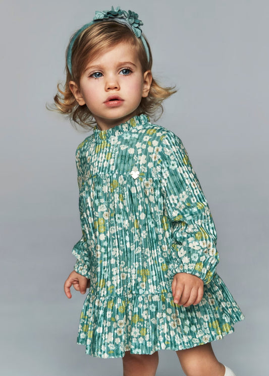 Vestido terciopelo floral agata para bebé niña