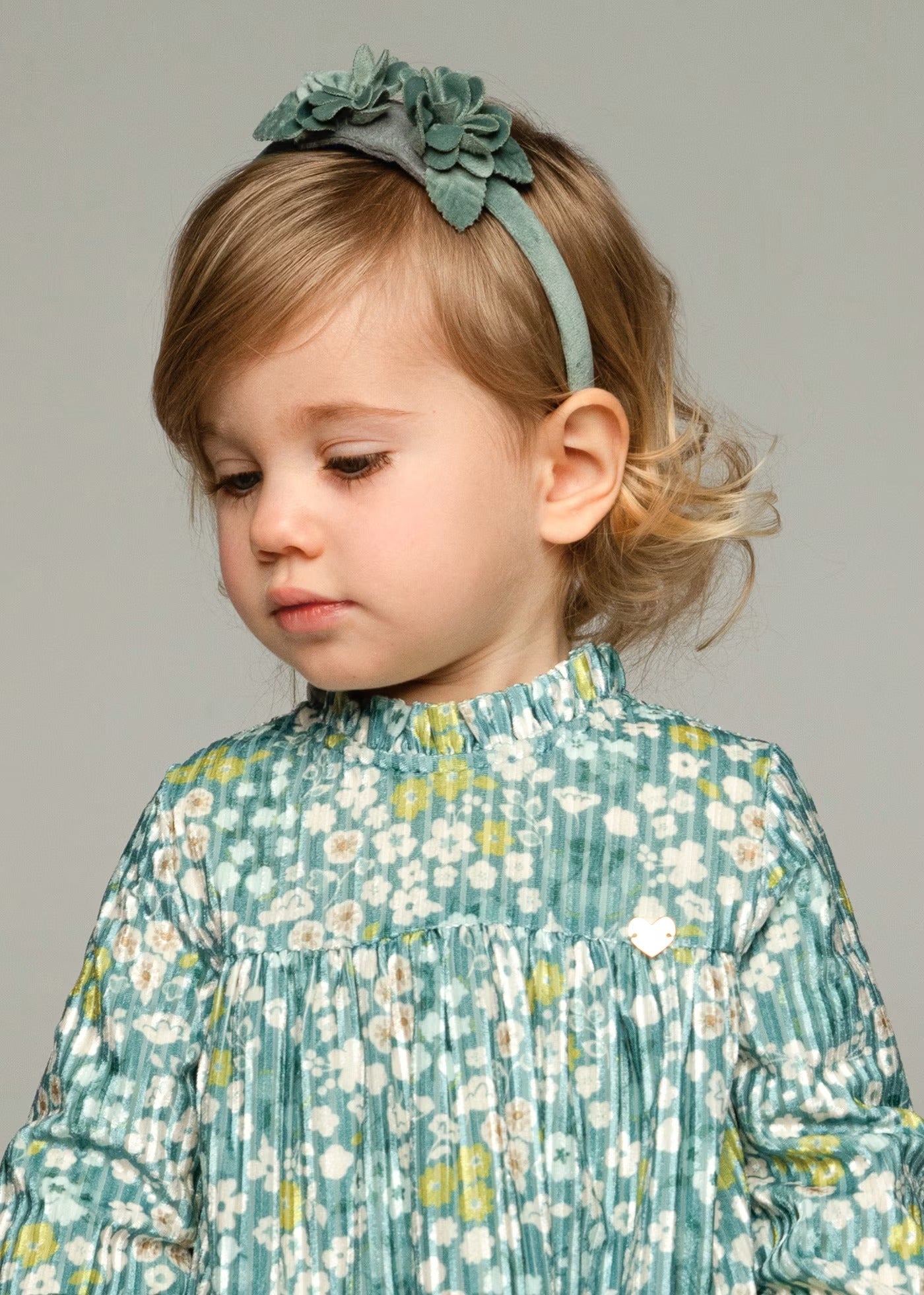 Vestido terciopelo floral agata para bebé niña