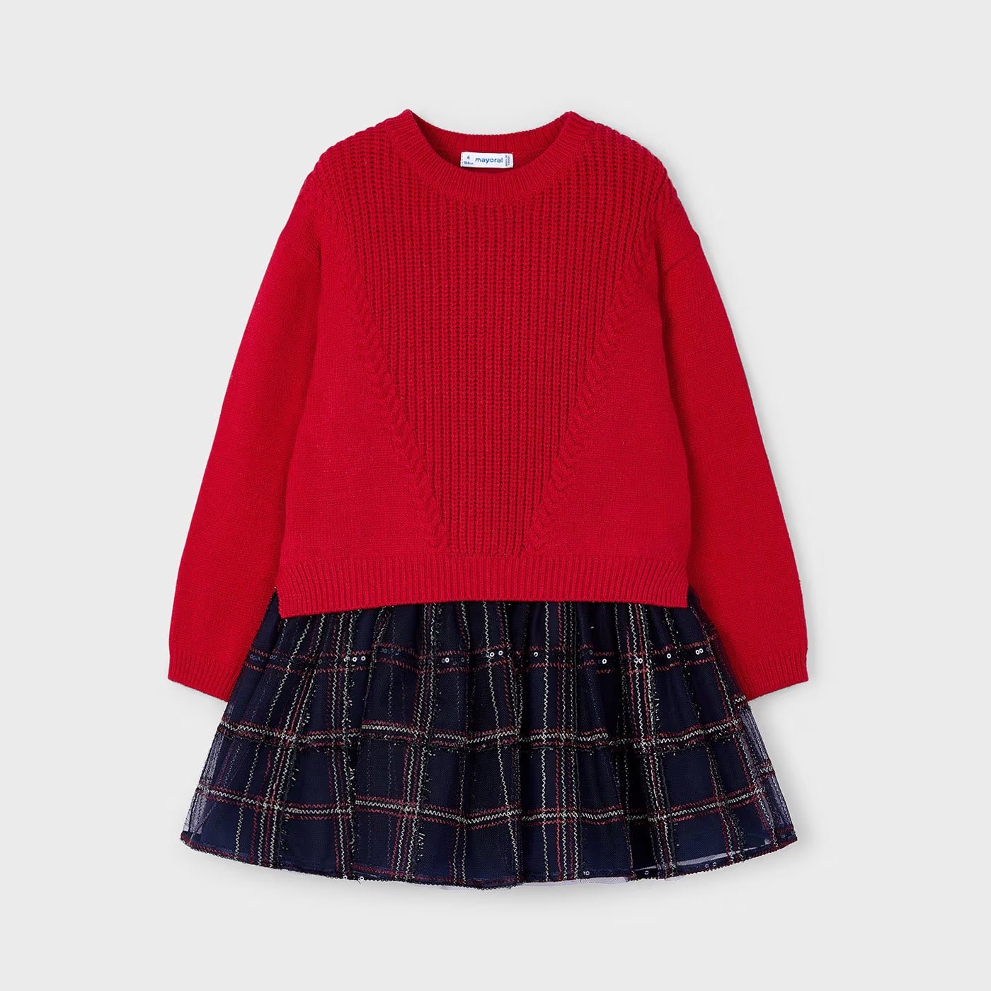 Vestido con suéter rojo para mini niña