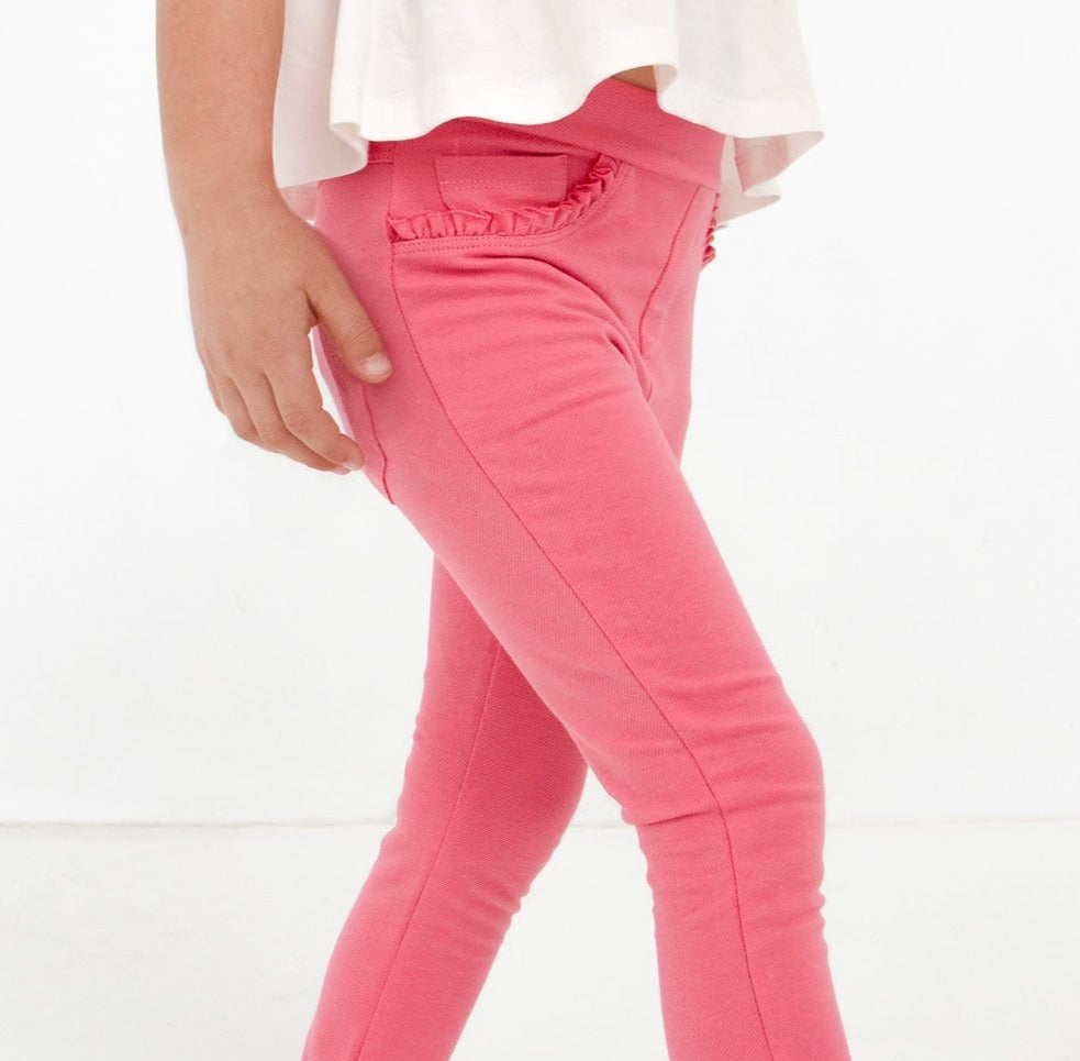 Pantalón largo super skinny rosa para mini niña