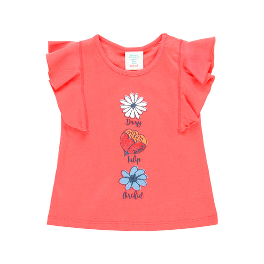 Camiseta punto liso coral mini niña