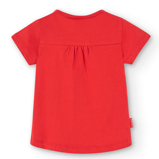 Blusa roja estampada manga corta mini niña