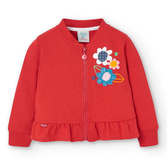 Sudadera roja abierta mini niña