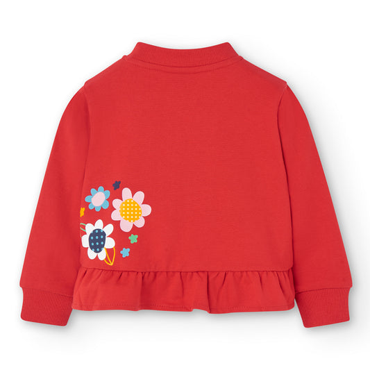 Sudadera roja abierta mini niña