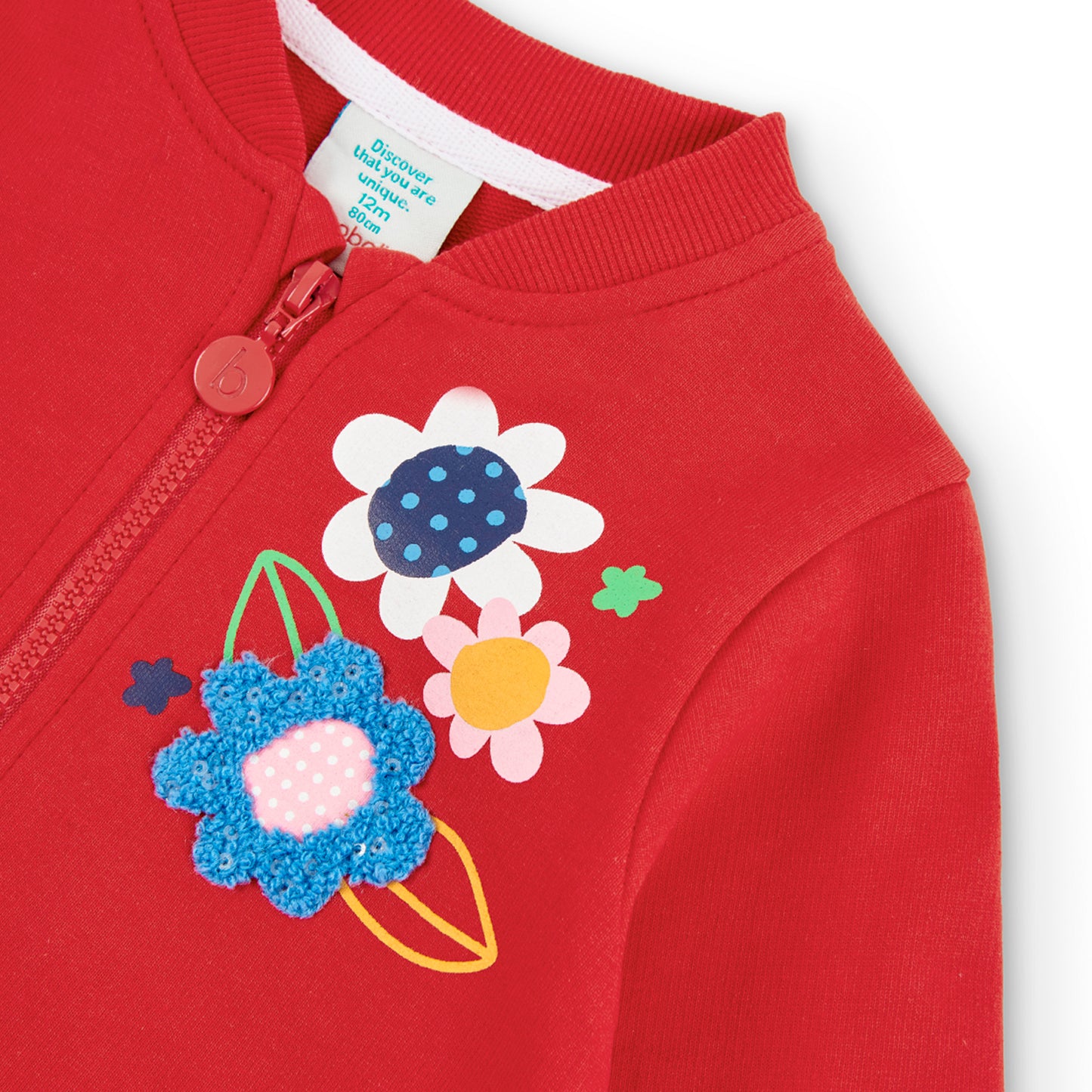 Sudadera roja abierta mini niña