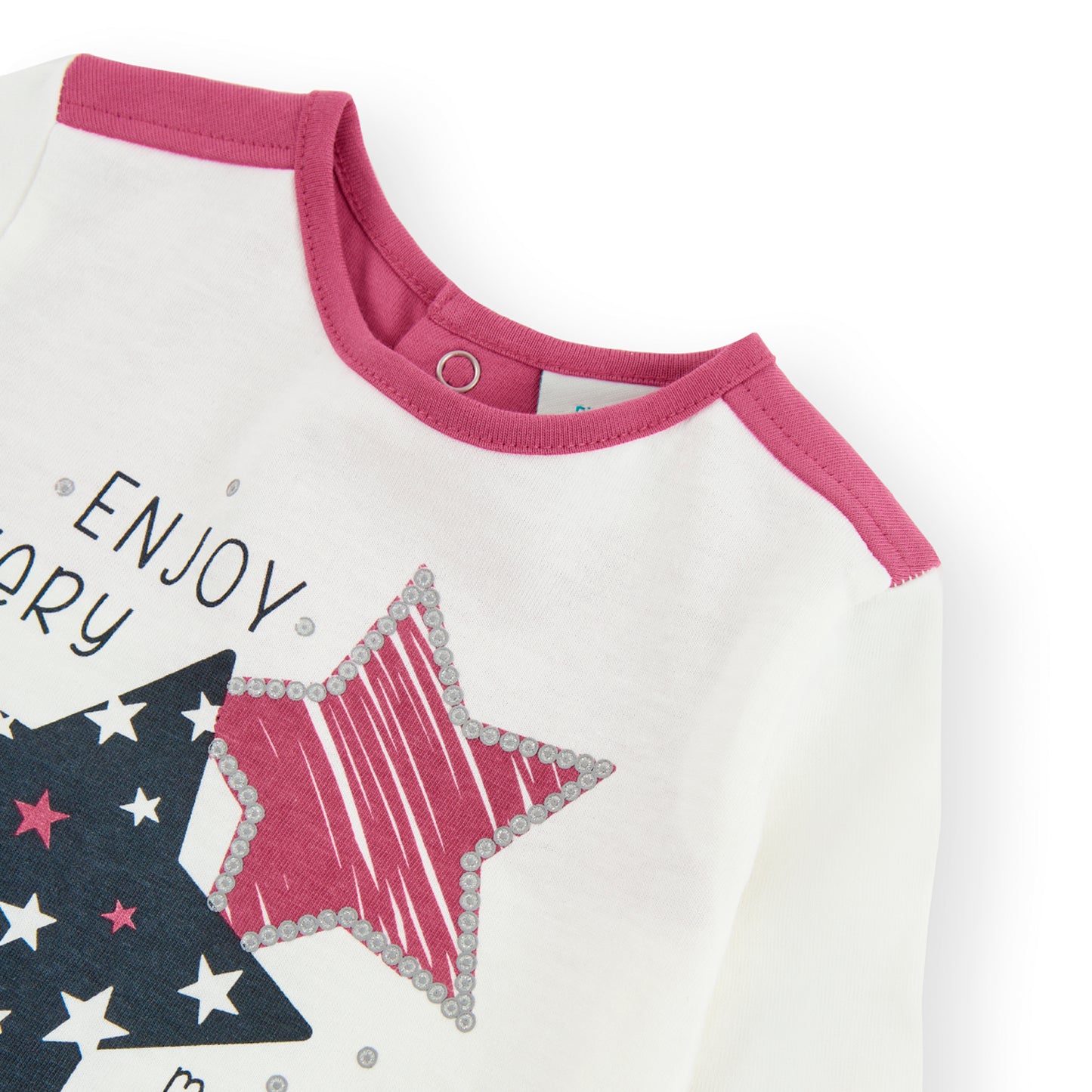 Camiseta manga larga estampado estrellas mini niña