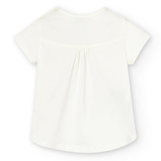 Blusa blanca estampada manga corta mini niña