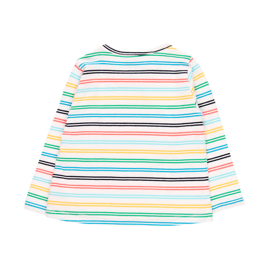 Camiseta punto liso rayas mini niña