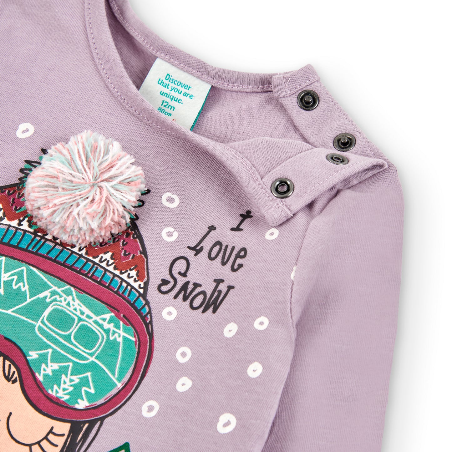 Camiseta lila estampada Snow mini niña