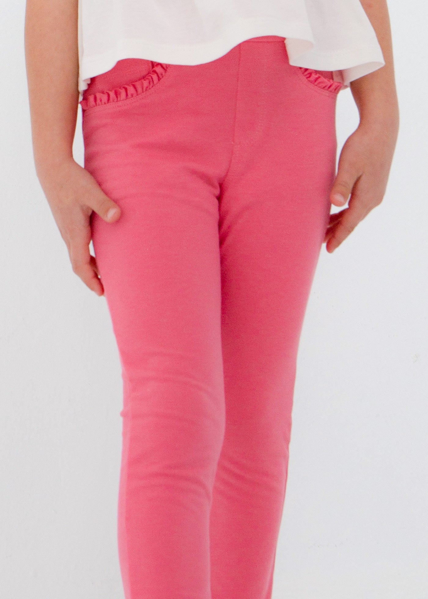 Pantalón largo super skinny rosa para mini niña